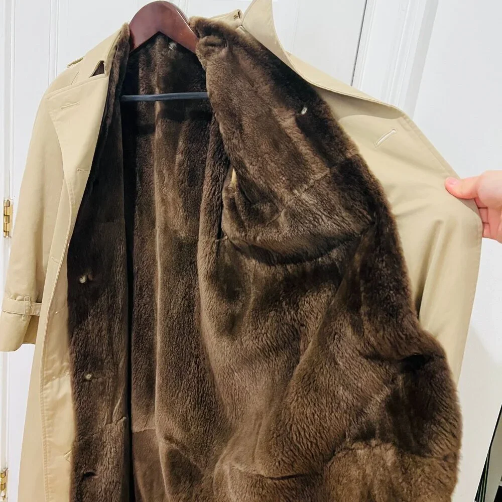 Burberry's Women Vintage Trench Coat with Removable Fur Lining Size 16 Long - Picture 12 of 16